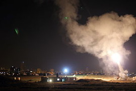 Iron Dome system intercepts Gaza rockets in central Israel, 8 July 2014.  Source:  Israel Defense Forces from Israel