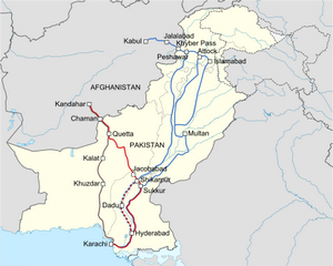 NAVO-transportroutes door Pakistan